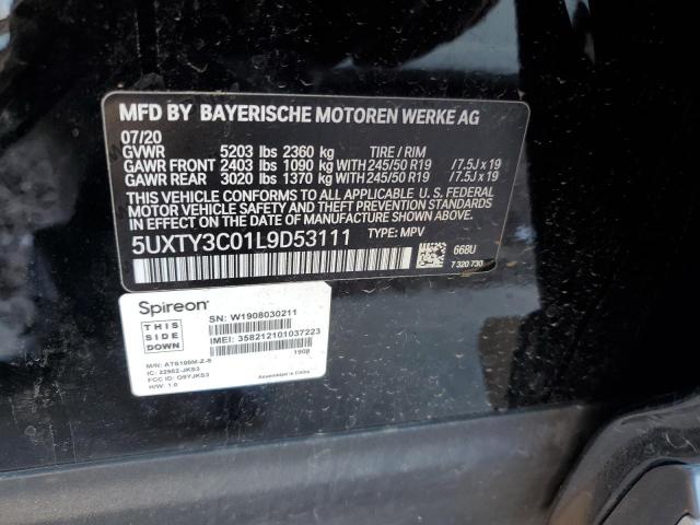 5UXTY3C01L9D53111 - 2020 BMW X3 SDRIVE30I BLACK photo 14