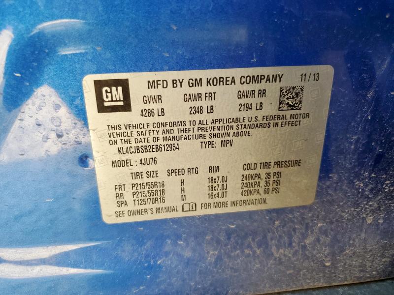 KL4CJBSB2EB612954 - 2014 BUICK ENCORE CONVENIENCE 蓝色 照片 13