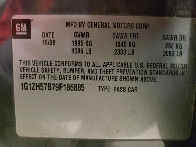 1G1ZH57B79F186885 - 2009 CHEVROLET MALIBU 1LT GRAY photo 12