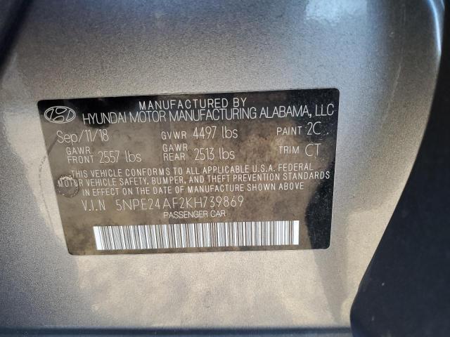 5NPE24AF2KH739869 - 2019 HYUNDAI SONATA SE GRAY photo 13