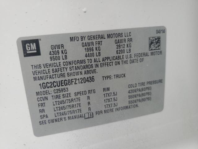 1GC2CUEG8FZ120436 - 2015 CHEVROLET SILVERADO C2500 HEAVY DUTY WHITE photo 12