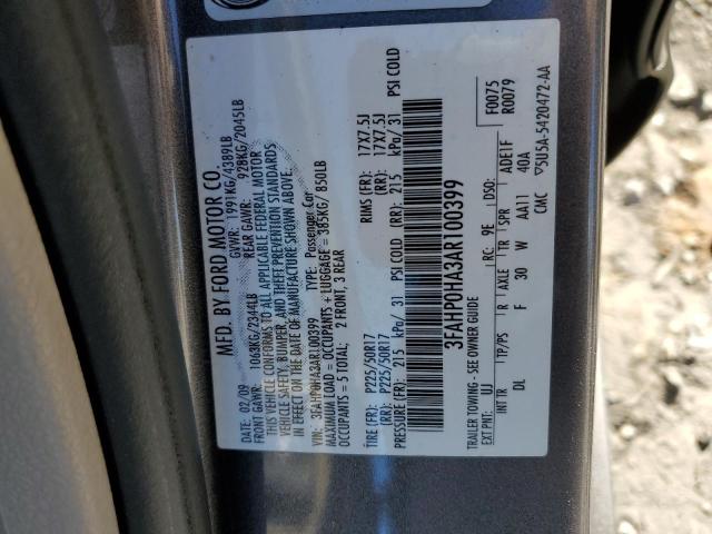 3FAHP0HA3AR100399 - 2010 FORD FUSION SE GRAY photo 13