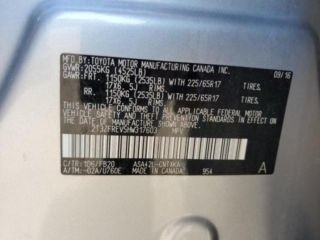 2T3ZFREV5HW317603 - 2017 TOYOTA RAV4 LE Plata foto 13