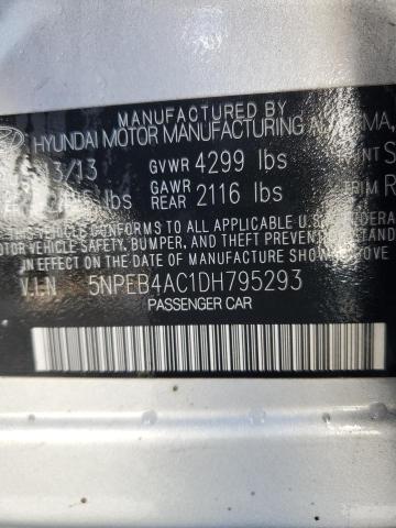 5NPEB4AC1DH795293 - 2013 HYUNDAI SONATA GLS SILVER photo 12