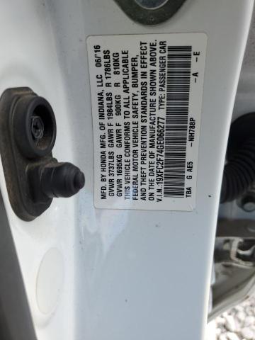 19XFC2F74GE066277 - 2016 HONDA CIVIC EX WHITE photo 13