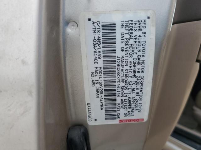 JT2BG28KXY0441144 - 2000 TOYOTA CAMRY LE TAN photo 12