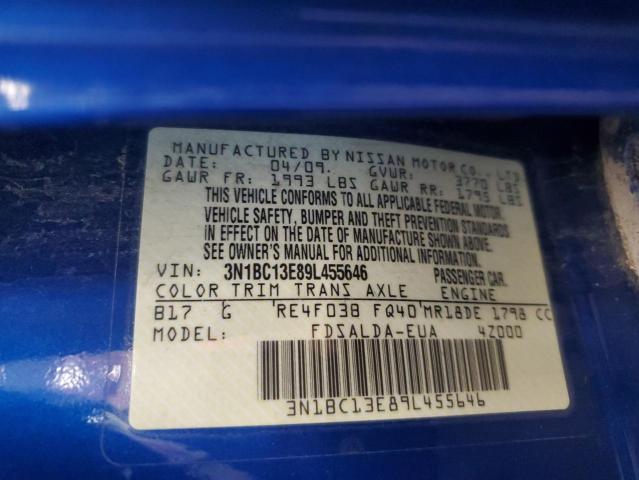 3N1BC13E89L455646 - 2009 NISSAN VERSA S 蓝色 照片 14