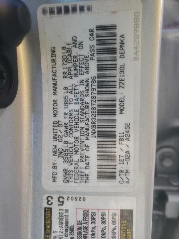 1NXBR32E87Z879786 - 2007 TOYOTA COROLLA CE SILVER photo 12