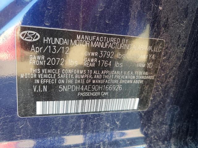 5NPDH4AE9DH166926 - 2013 HYUNDAI ELANTRA GLS BLUE photo 12