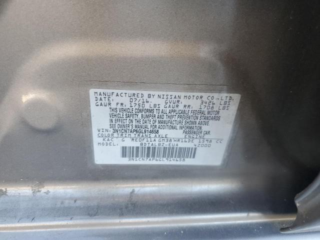 3N1CN7AP6GL914658 - 2016 NISSAN VERSA S Boz foto 12