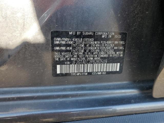 JF2GTAEC2P8281519 - 2023 SUBARU CROSSTREK PREMIUM ნაცრისფერი ფოტო 12