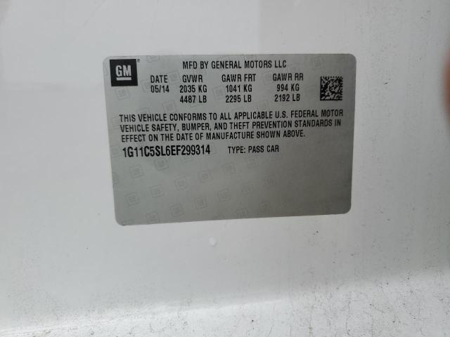 1G11C5SL6EF299314 - 2014 CHEVROLET MALIBU 1LT Ақ фото 12