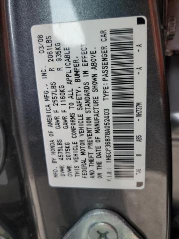 1HGCP36878A052403 - 2008 HONDA ACCORD EXL GRAY photo 13