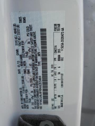 1FMCU9J91DUC51493 - 2013 FORD ESCAPE TITANIUM თეთრი ფოტო 13