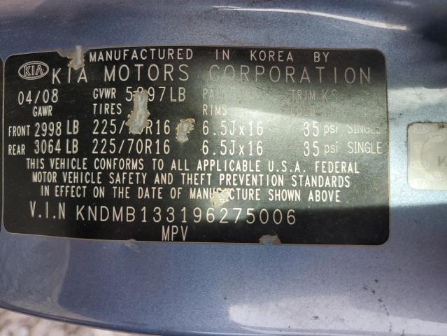 KNDMB133196275006 - 2009 KIA SEDONA BLUE photo 12