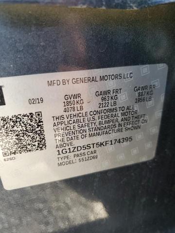 1G1ZD5ST5KF174395 - 2019 CHEVROLET MALIBU LT Сірий фото 13