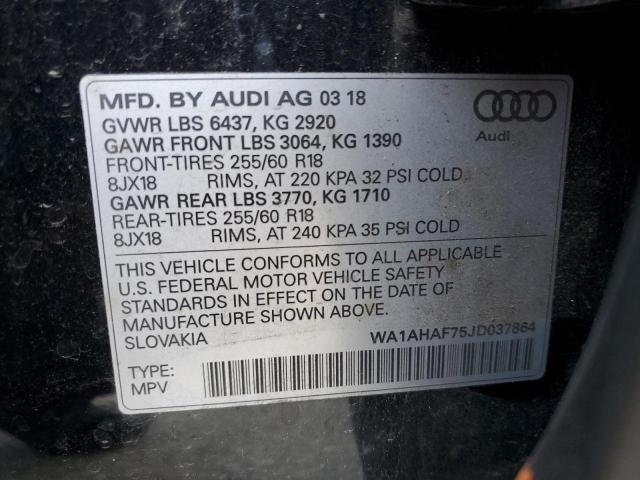 WA1AHAF75JD037864 - 2018 AUDI Q7 PREMIUM Қара фото 13