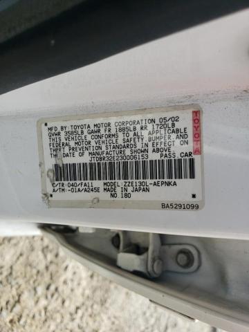 JTDBR32E230006153 - 2003 TOYOTA COROLLA CE WHITE photo 12