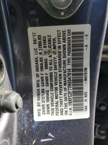 19XFC2F77HE047014 - 2017 HONDA CIVIC EX GRAY photo 12