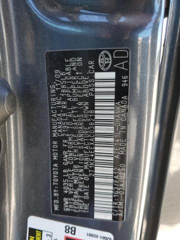 2T1KE4EEXAC038218 - 2010 TOYOTA COROLLA MA S GRAY photo 12