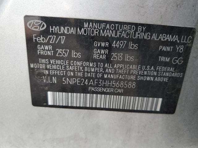 5NPE24AF3HH568588 - 2017 HYUNDAI SONATA SE SILVER photo 12