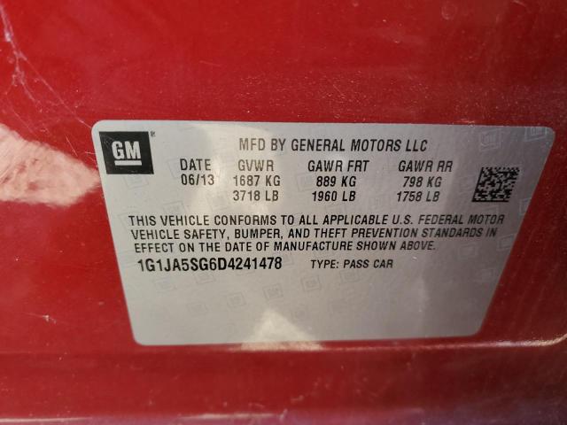 1G1JA5SG6D4241478 - 2013 CHEVROLET SONIC LS RED photo 12