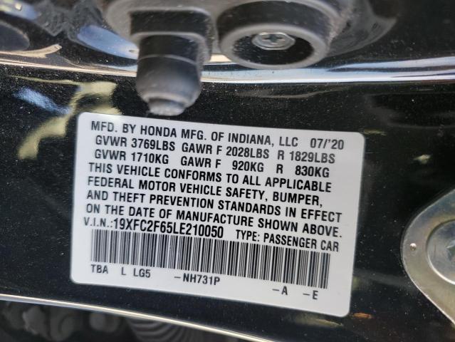 19XFC2F65LE210050 - 2020 HONDA CIVIC LX BLACK photo 12