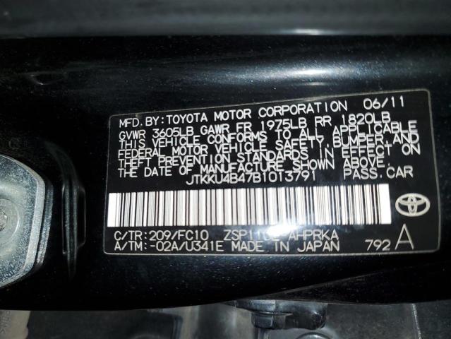 JTKKU4B47B1013791 - 2011 TOYOTA SCION XD BLACK photo 12