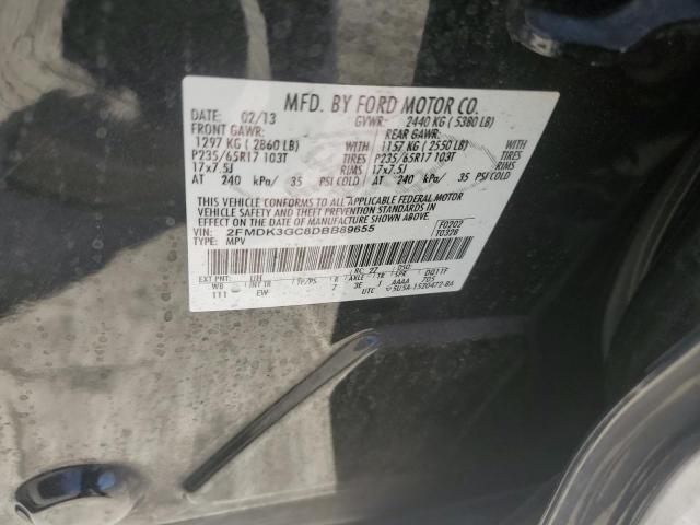 2FMDK3GC8DBB89655 - 2013 FORD EDGE SE BLACK photo 14