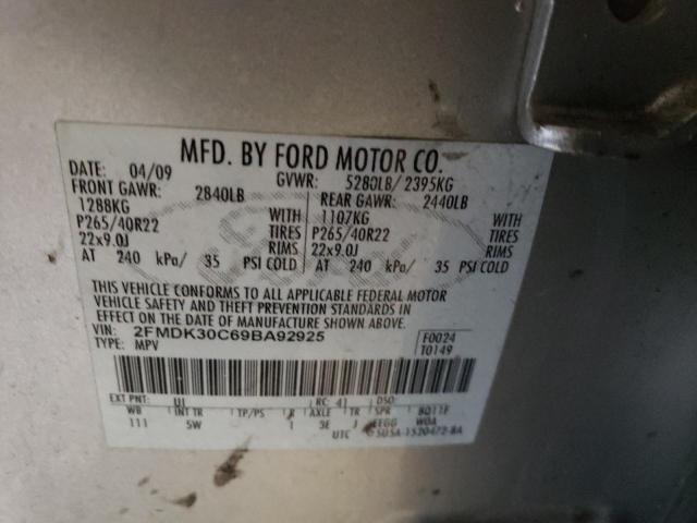 2FMDK30C69BA92925 - 2009 FORD EDGE SPORT SILVER photo 12