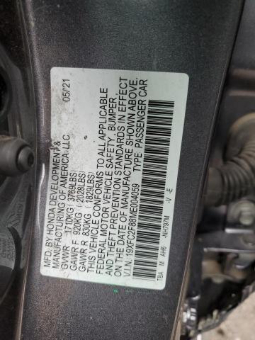 19XFC2F88ME004059 - 2021 HONDA CIVIC SPORT 灰色 照片 12