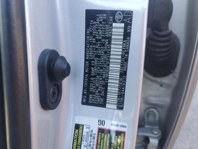 2T1BURHE1FC317415 - 2015 TOYOTA COROLLA L SILVER photo 12