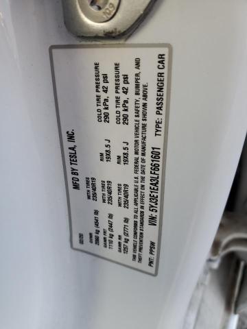 5YJ3E1EA3LF661601 - 2020 TESLA MODEL 3 WHITE photo 13