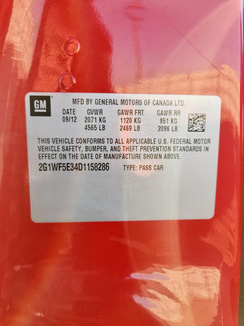 2G1WF5E34D1158286 - 2013 CHEVROLET IMPALA LS Qırmızı foto 12