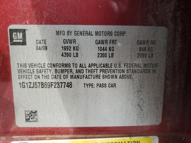 1G1ZJ57B69F237748 - 2009 CHEVROLET MALIBU 2LT RED photo 13
