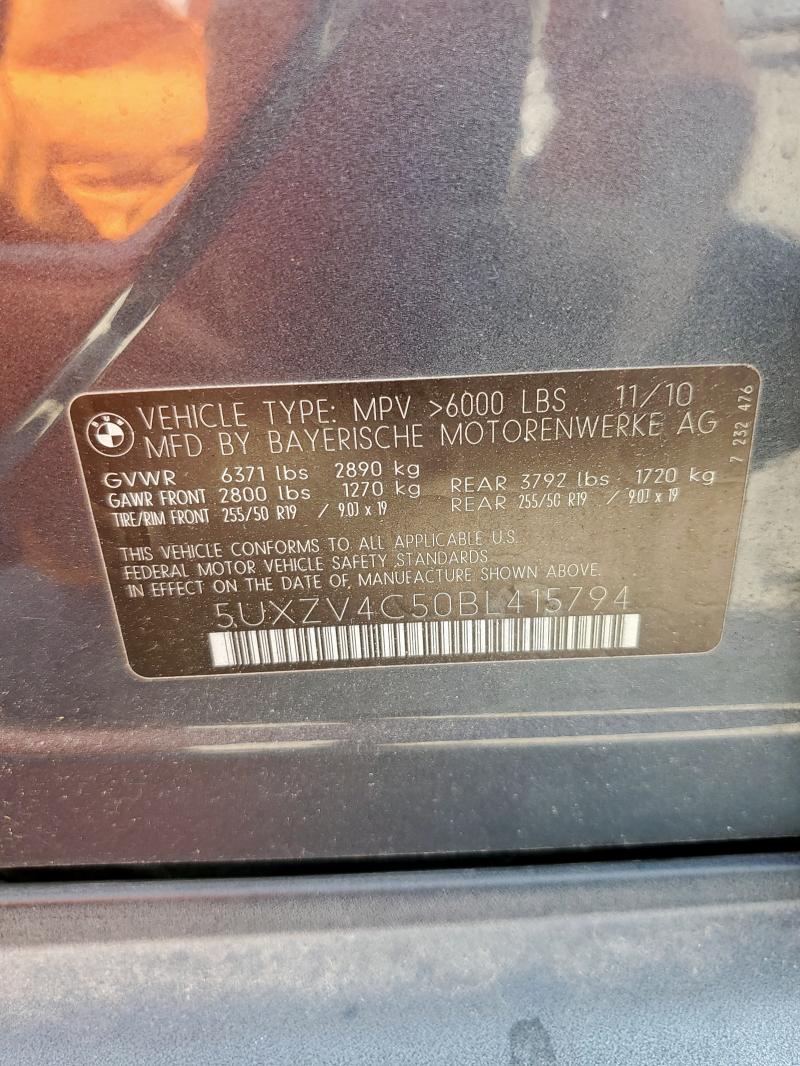 5UXZV4C50BL415794 - 2011 BMW X5 XDRIVE35I Boz foto 13