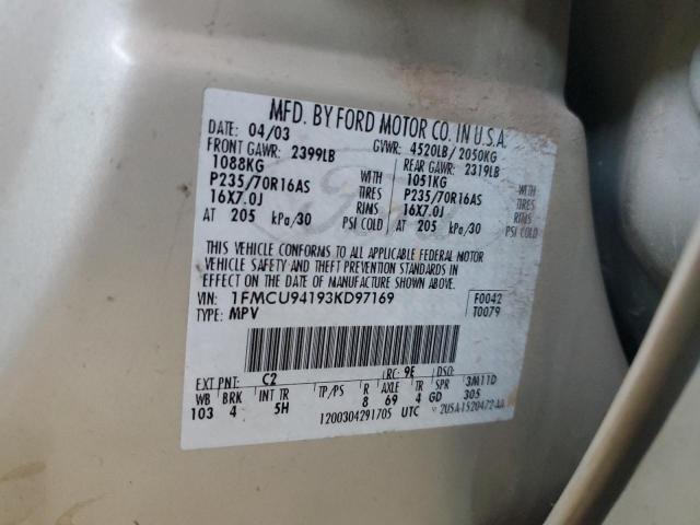 1FMCU94193KD97169 - 2003 FORD ESCAPE LIMITED 棕色 照片 12