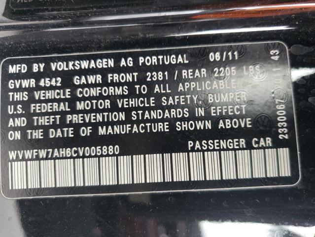 WVWFW7AH6CV005880 - 2012 VOLKSWAGEN EOS LUX BLACK photo 12