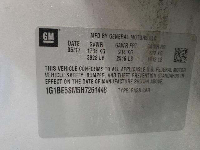 1G1BE5SM5H7261448 - 2017 CHEVROLET CRUZE LT SILVER photo 12