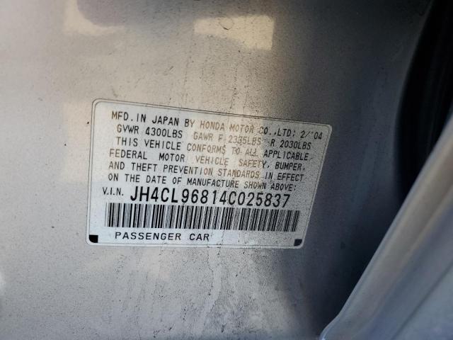 JH4CL96814C025837 - 2004 ACURA TSX Gümüş foto 12