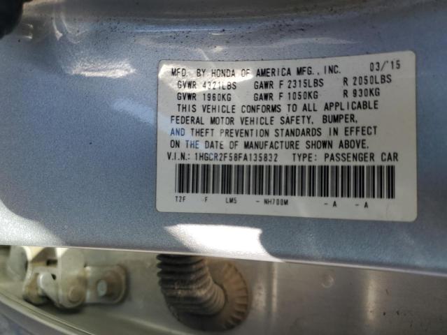 1HGCR2F58FA135832 - 2015 HONDA ACCORD SPORT ვერცხლისფერი ფოტო 12