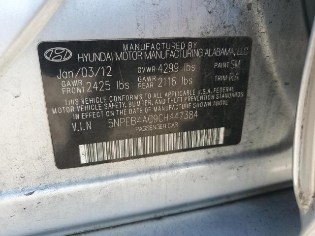 5NPEB4AC9CH447384 - 2012 HYUNDAI SONATA GLS SILVER photo 12