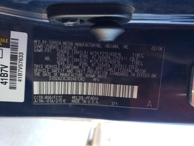 5TDZA23C36S461382 - 2006 TOYOTA SIENNA CE BLUE photo 13