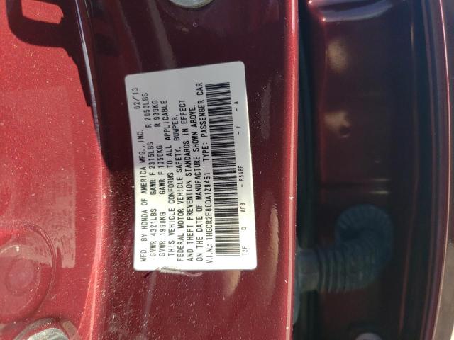 1HGCR2F80DA129451 - 2013 HONDA ACCORD EXL RED photo 12