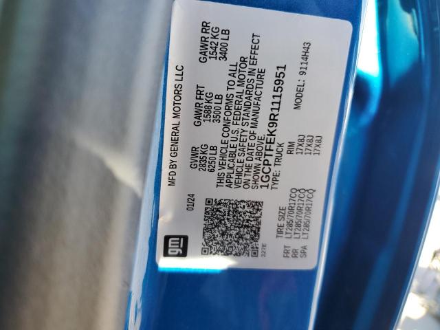 1GCPTFEK9R1115951 - 2024 CHEVROLET COLORADO ZR2 BLUE photo 12