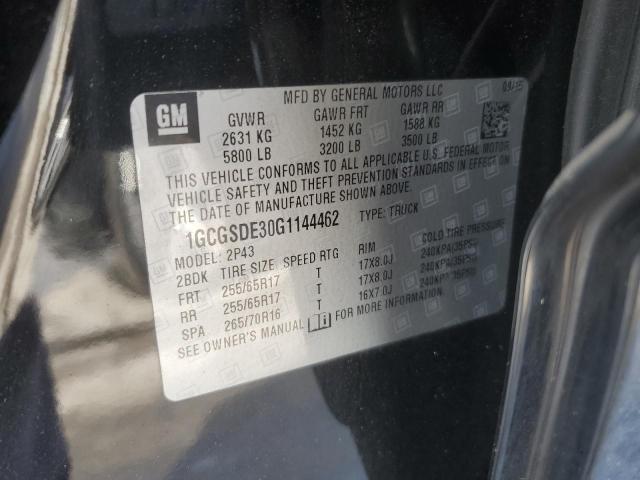 1GCGSDE30G1144462 - 2016 CHEVROLET COLORADO Z71 BLACK photo 12