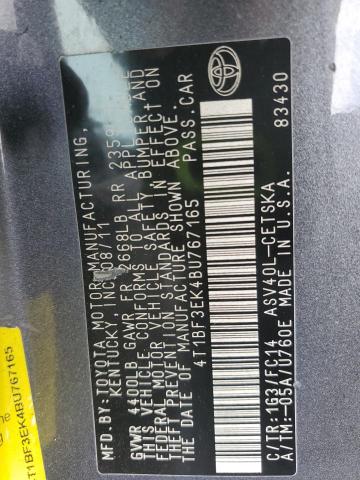 4T1BF3EK4BU767165 - 2011 TOYOTA CAMRY BASE Gri fotoğraf 12