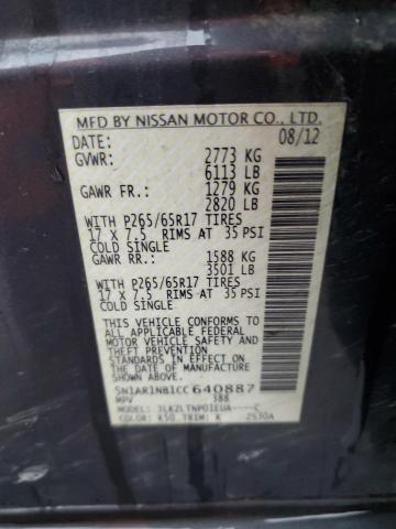 5N1AR1NB1CC640887 - 2012 NISSAN PATHFINDER S CHARCOAL photo 13