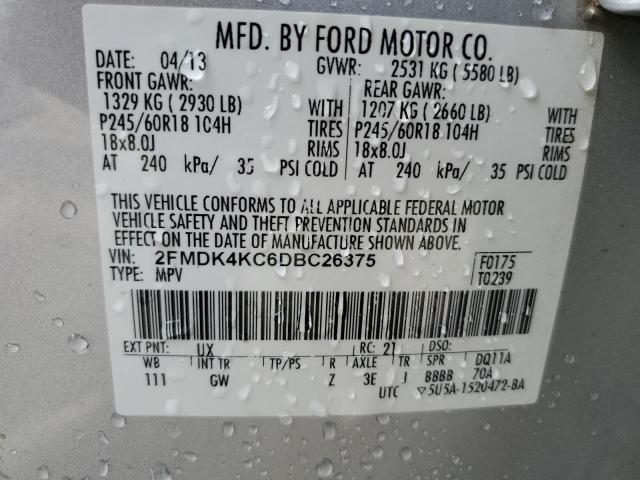 2FMDK4KC6DBC26375 - 2013 FORD EDGE LIMITED SILVER photo 14