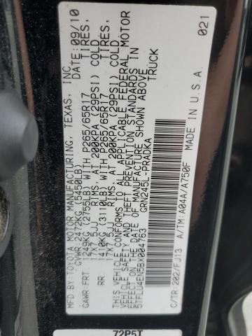 5TFLU4EN5BX004763 - 2011 TOYOTA TACOMA DOUBLE CAB შავი ფოტო 13